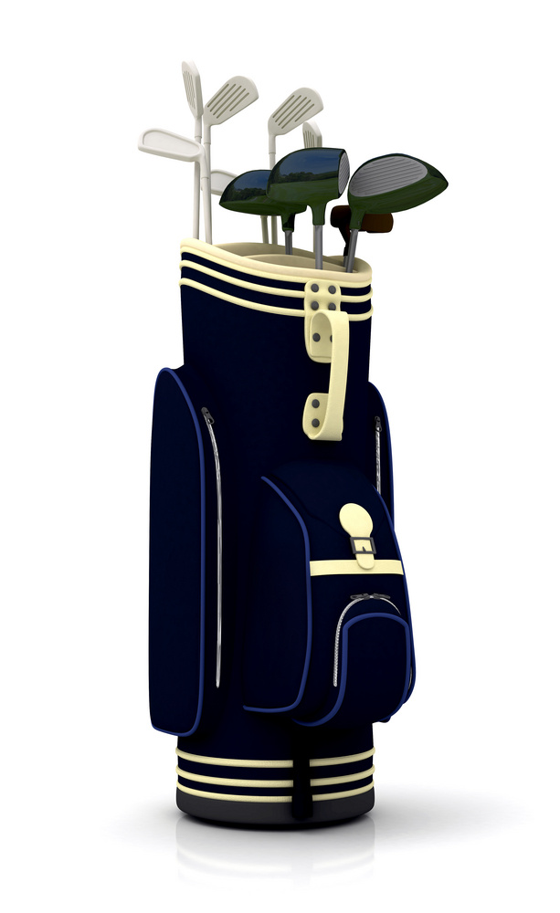 golf clubs in a bag - isolated over a white background golf clubs in a bag - isolated over a white background